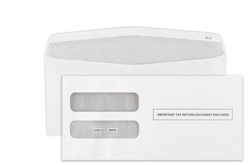 Dutymark W-2 Tax Envelopes for 3-Up Horizontal, Double Window Self-Seal Security Envelope, W-2 with the Side Stub RemovedTax Forms Pack of 50 Envelopes - Image 1